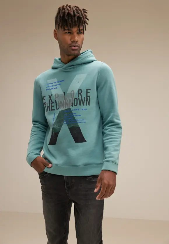 Kapuzenpulli mit Frontprint - turquoise green