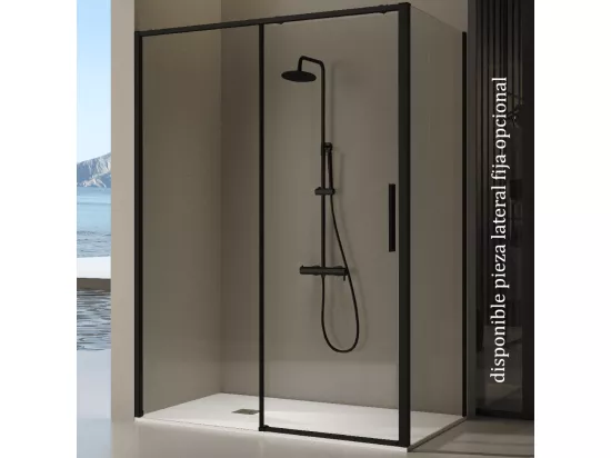 Paroi de douche fixe + porte coulissante DELTA noir mat 138-140.6 cm