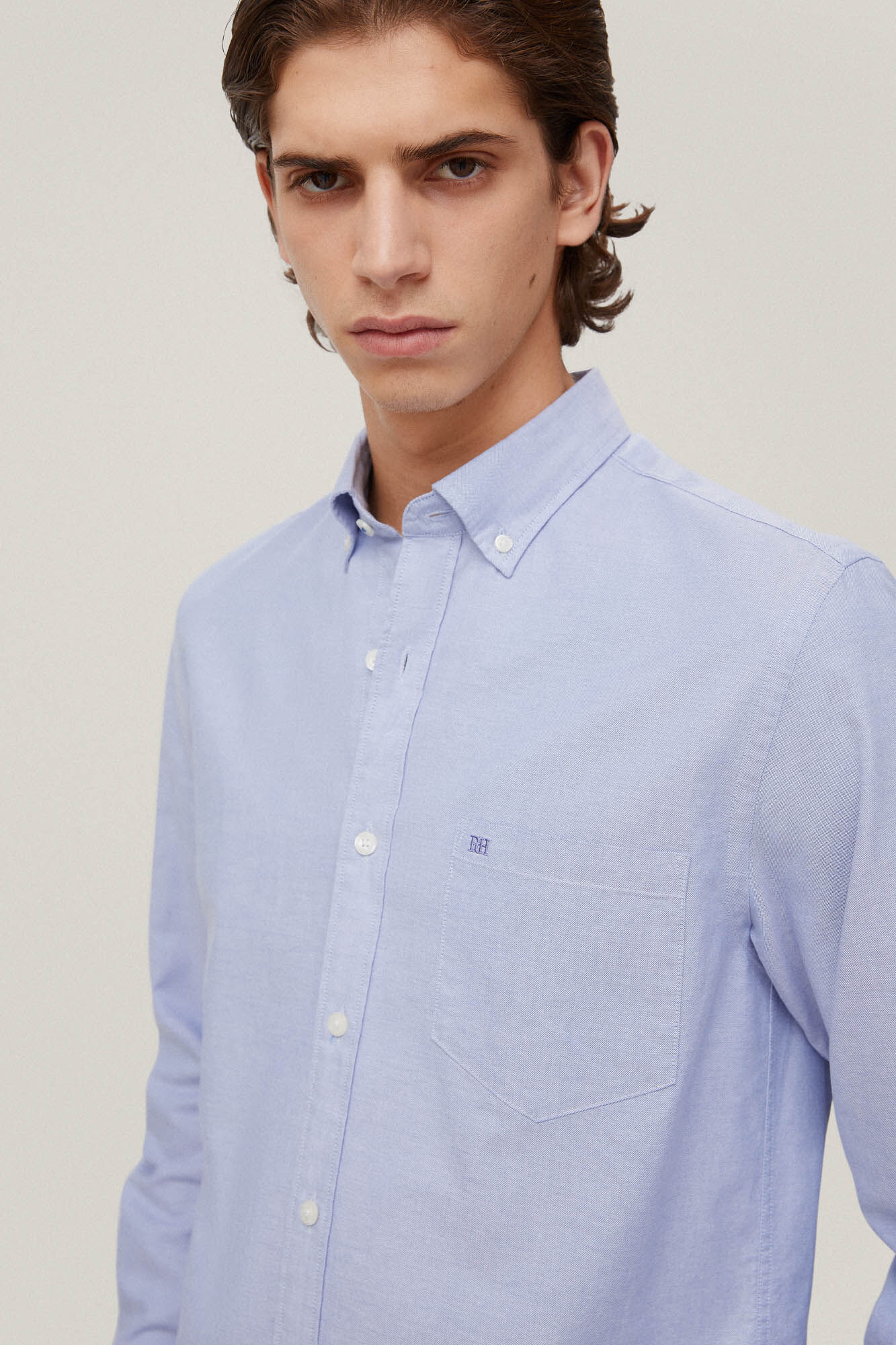 Camisa oxford lisa icônica - Azul