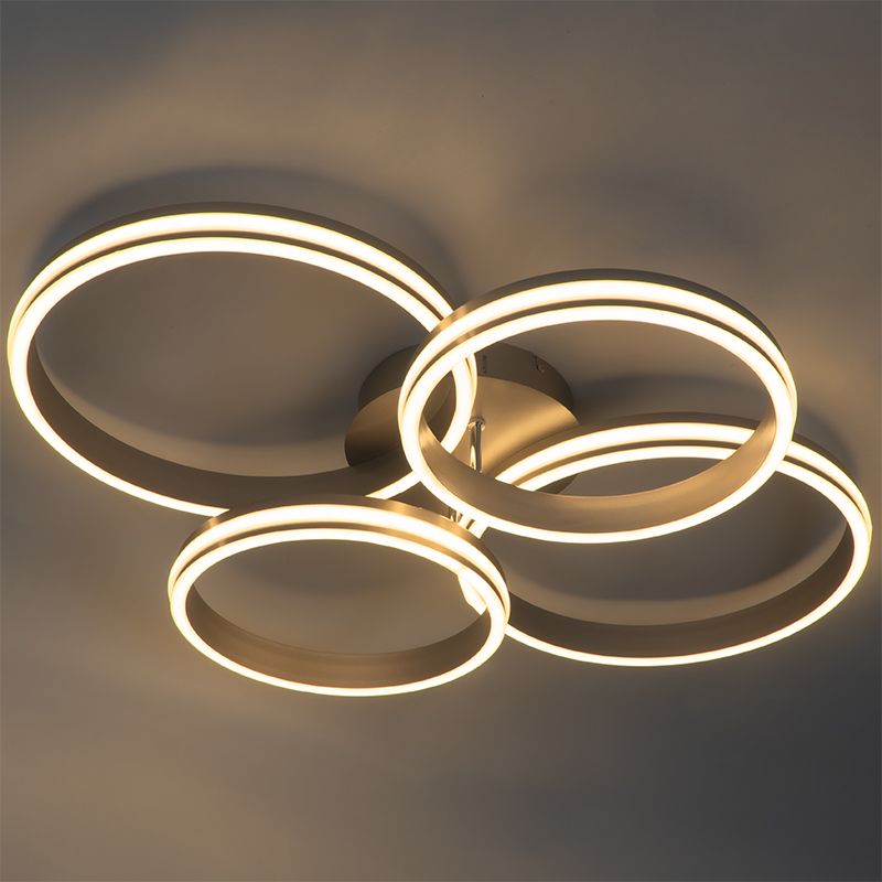Plafondlamp staal incl. LED 3-staps dimbaar 4-lichts - Navara