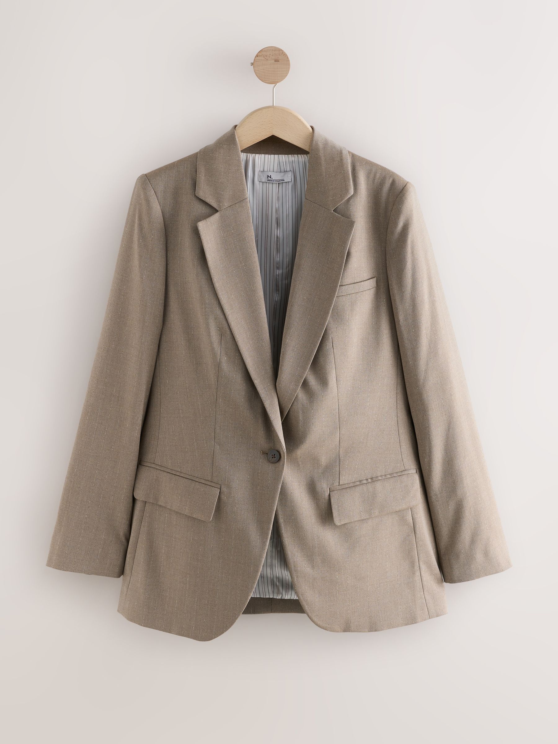 Neutraal - N. Premium gestreepte blazer met textuur en Single breasted