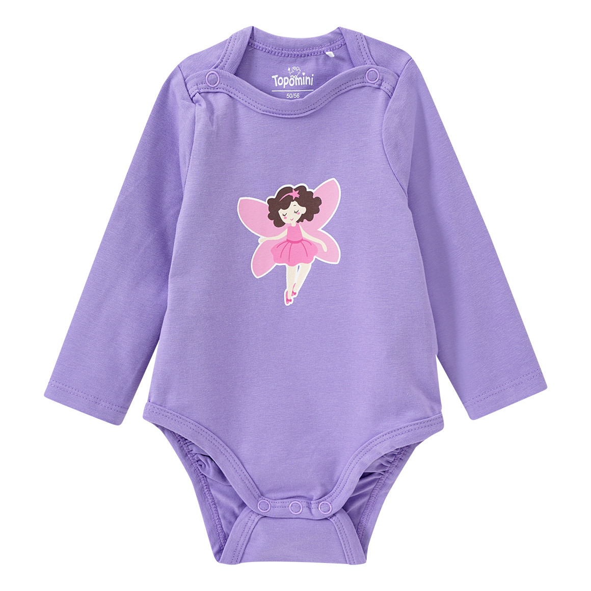 Topomini 3 Baby Langarmbodys mit verschiedenen Prints helllila / rosa / pink