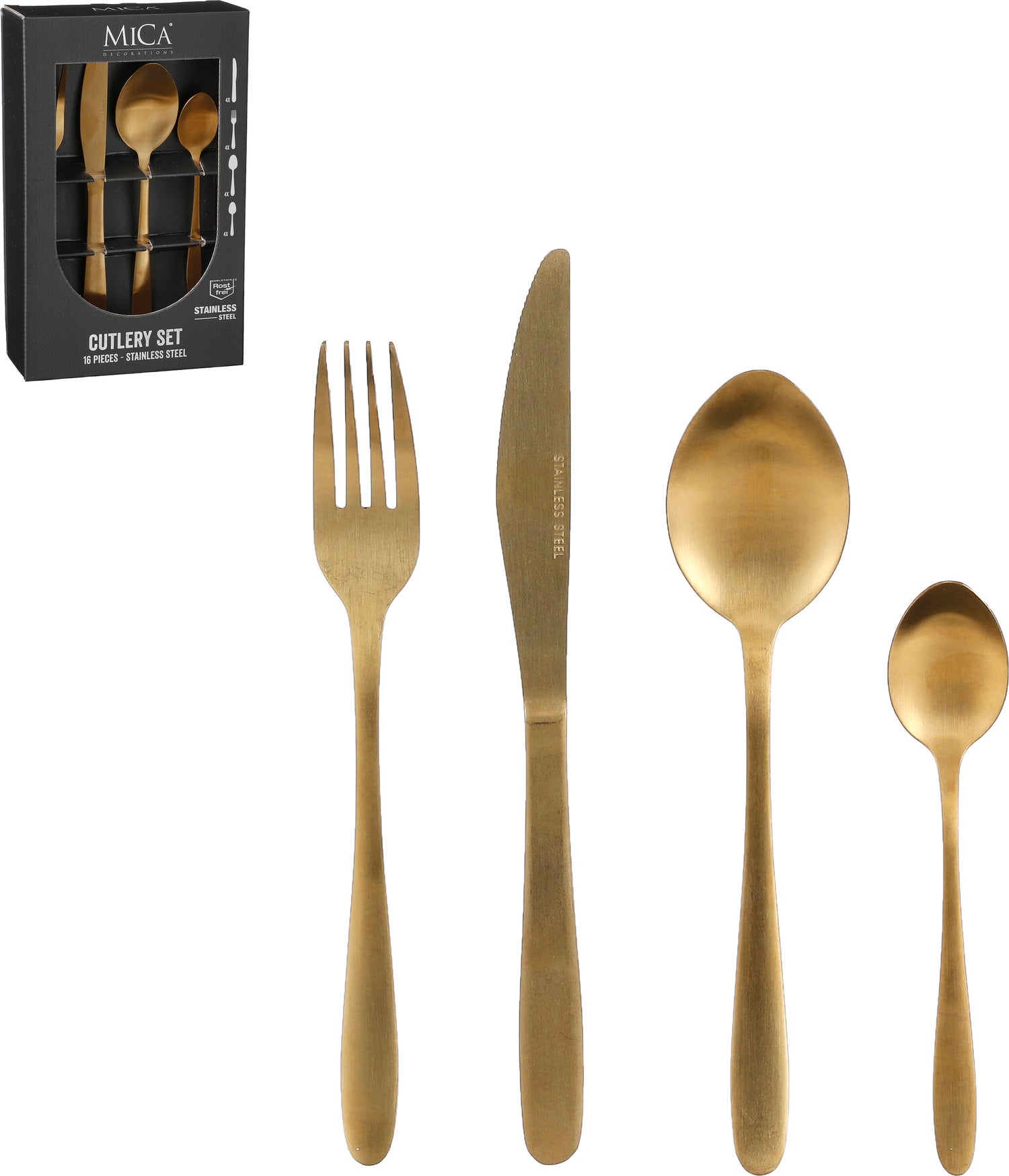 Mica Decorations bestek goud 15 x 6 x 24 cm
