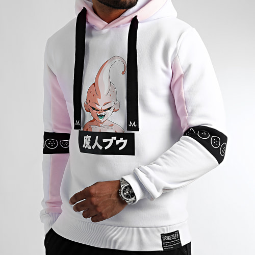 Sweat Capuche Majin Buu Blanc Rose