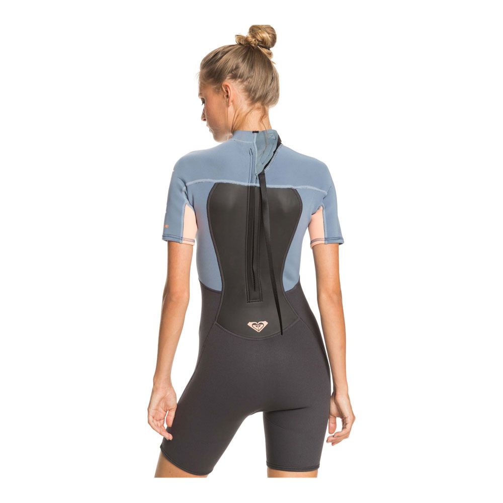 Roxy PROLOGUE BZ FLATLOCK - Combinaison shorty 2/2mm Femme cld blk/pderdgr/glow