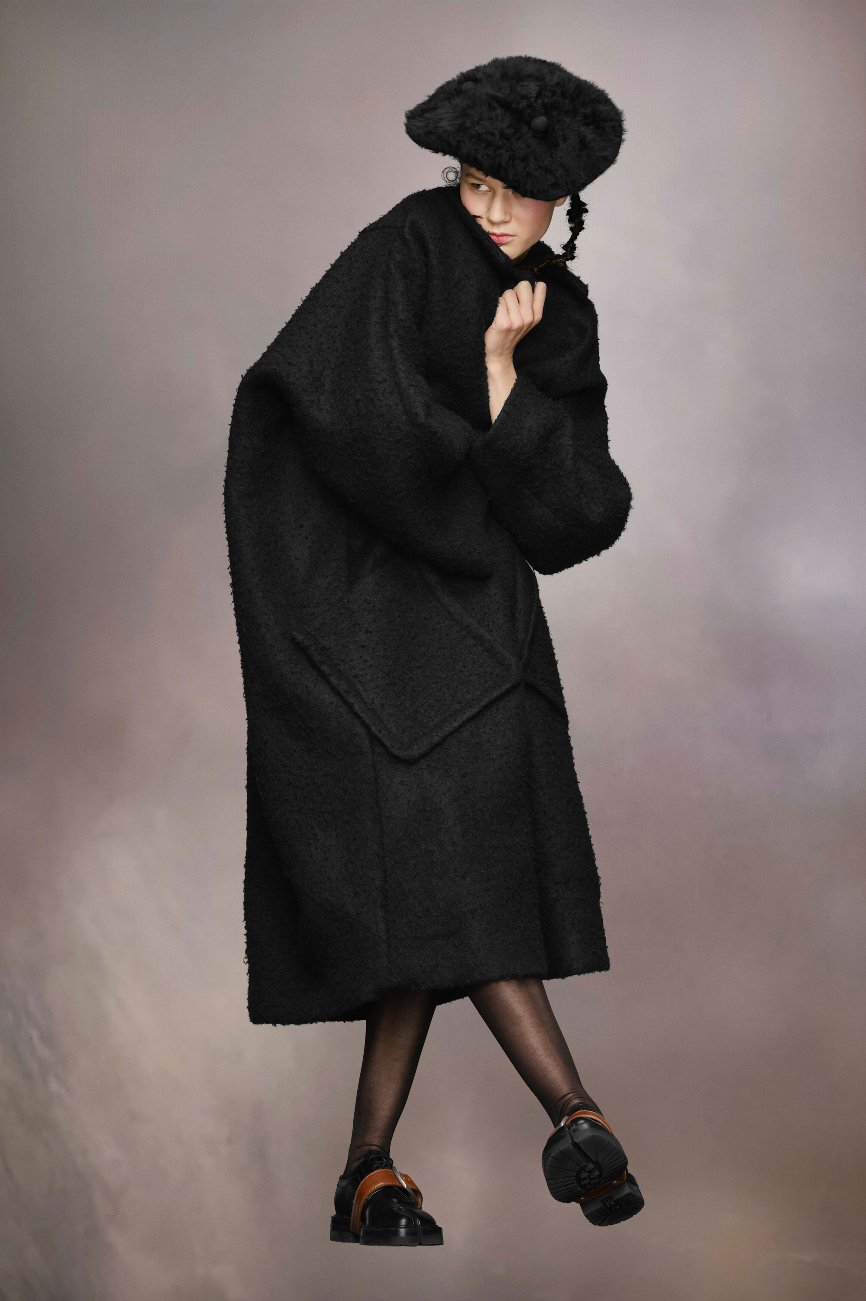 Manteau en mohair bouclé Noir