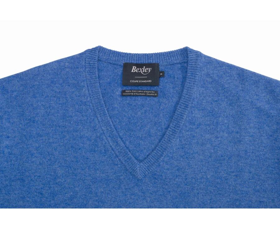 Pull homme laine col V Bleu mer - ELIAN