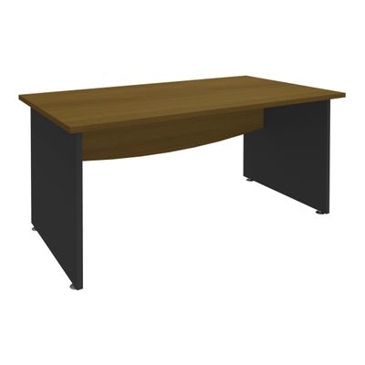 Bureau droit DUAL - L180 - Pieds anthracite - plateau imitation noyer