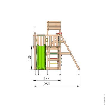 Speeltoestel Jungle Gym Safari douglas met glijbaan groen en 2-klimrek module