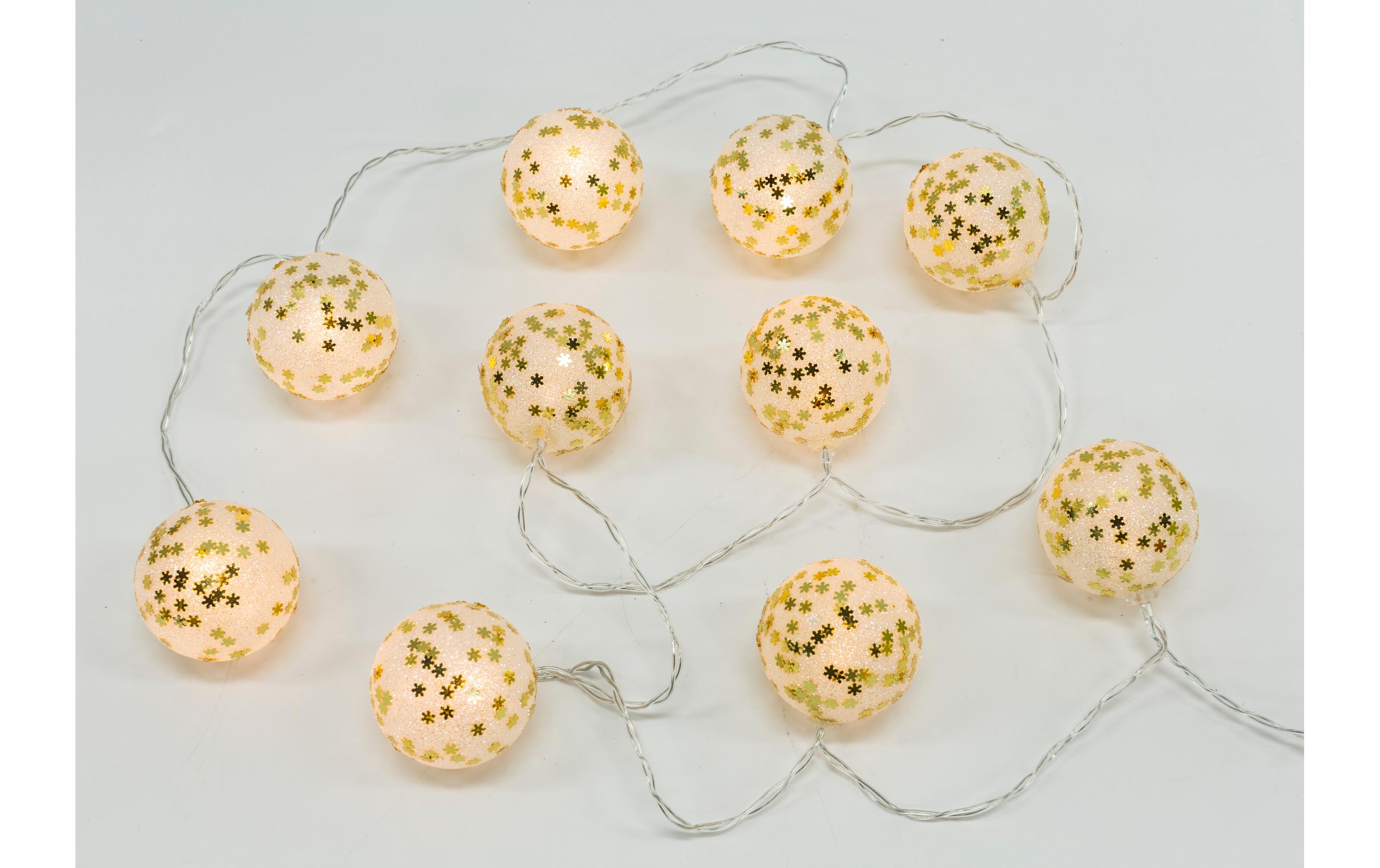 LED-Lichterkette Kugel, 10 Lampen, 150 cm, GoldLED Dekoration