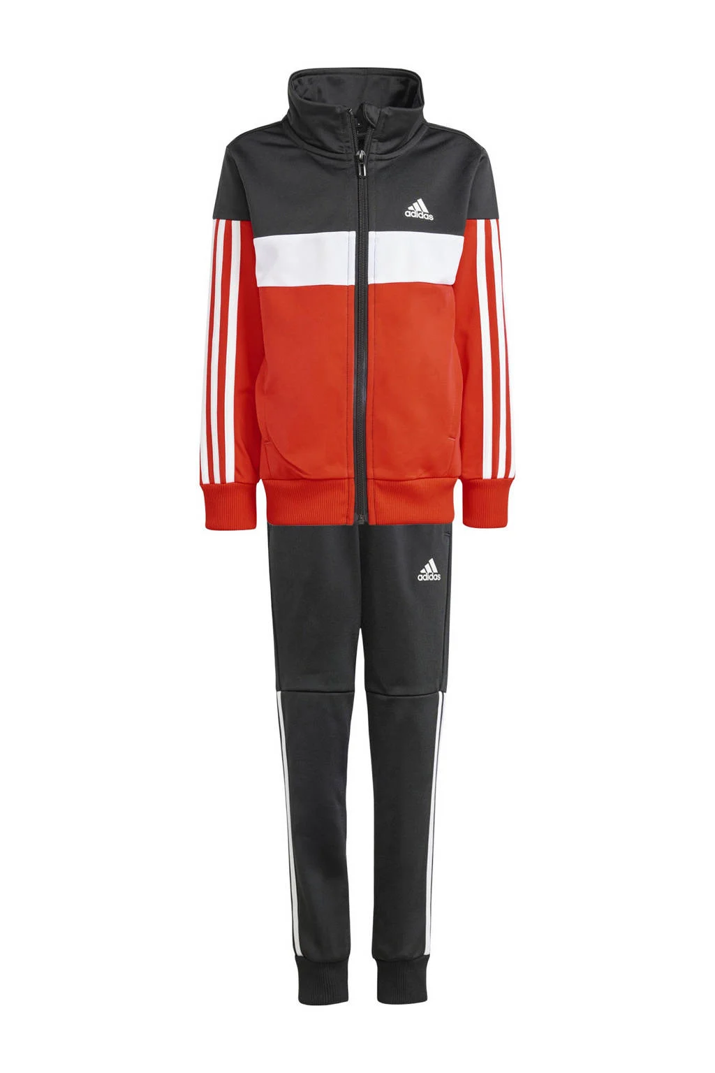trainingspak Tiberio rood/zwart/wit