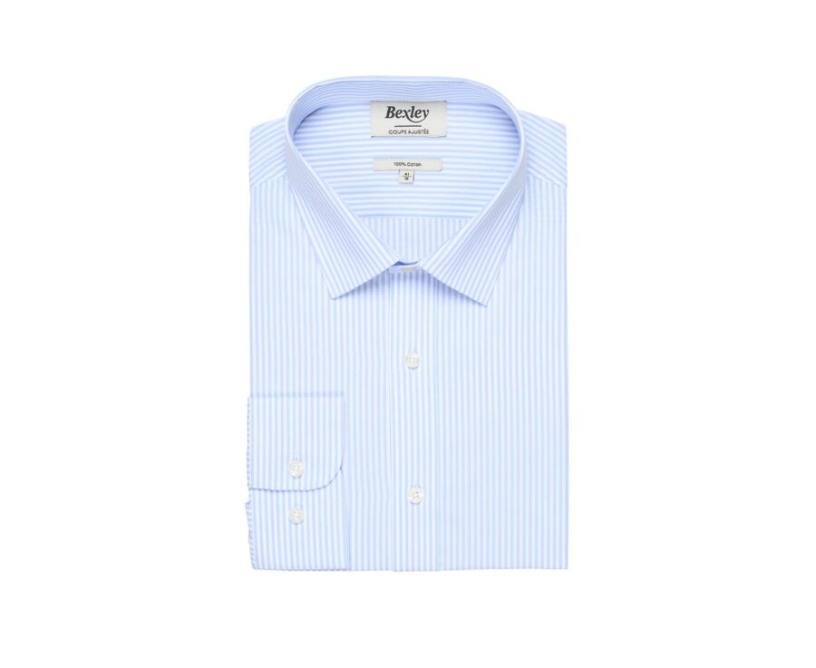 Chemise coton rayée bleu clair et blanc - MAXIMILIEN