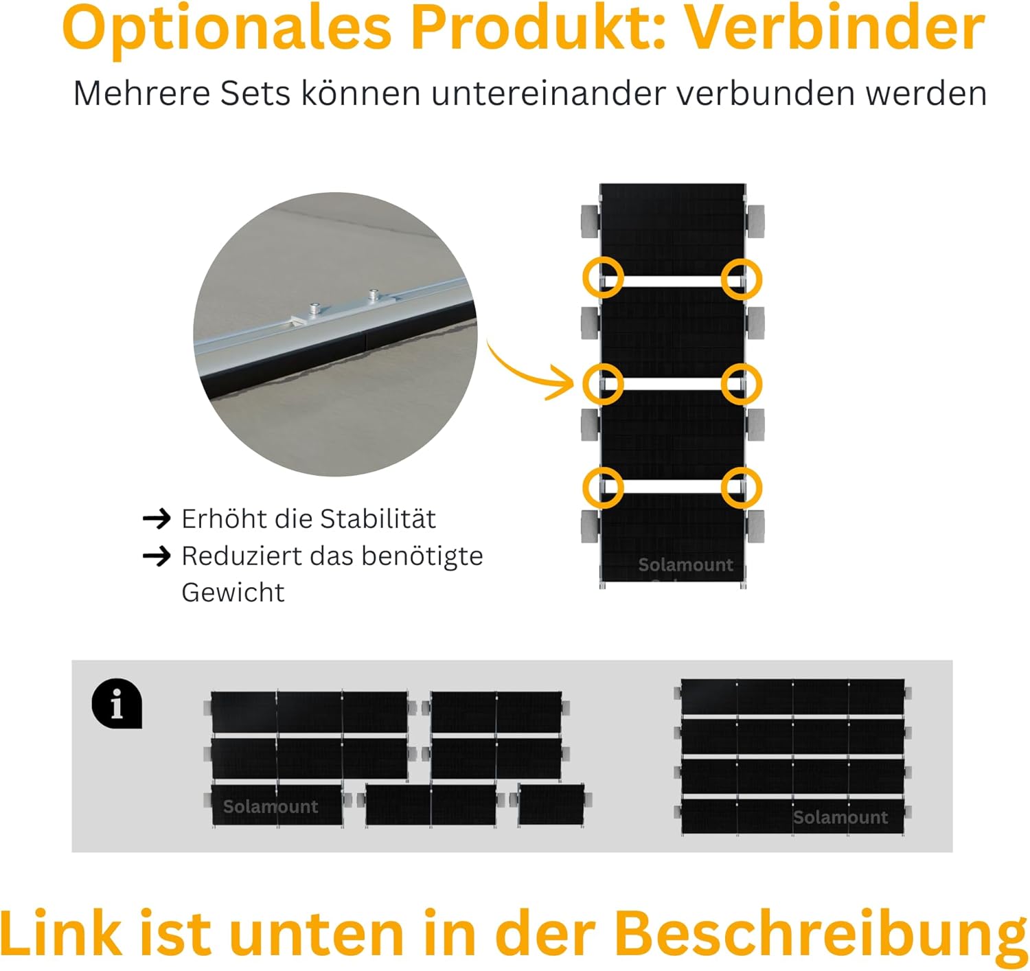 PV Flachdach Halterung ohne Bohren | Für 4 Module | Silber | Flachdach oder Bodenmontage | Einfache Montage