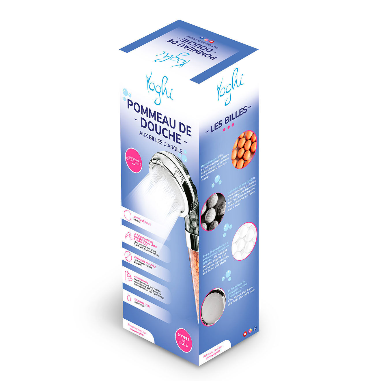 Yoghi Pommeau de douche Eco Filter chromé  - 49x20x45.2 cm