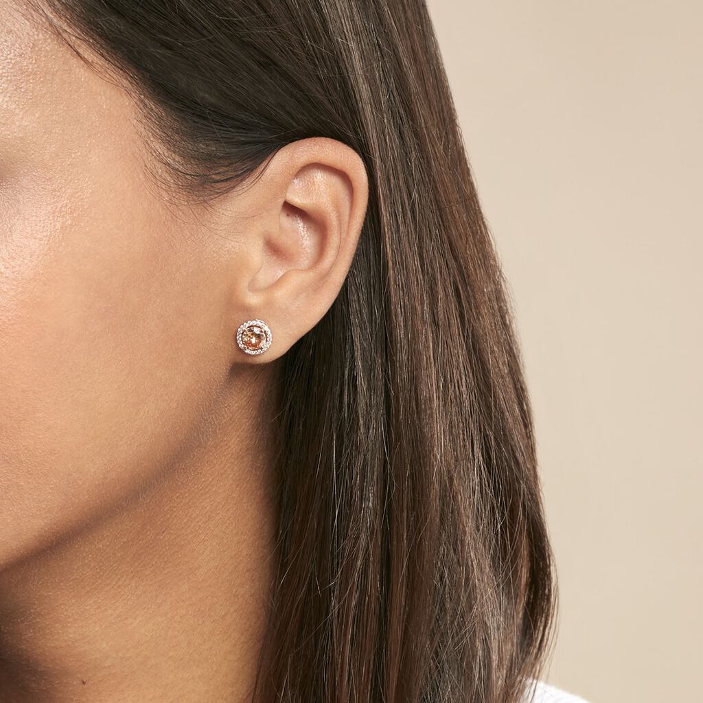 Boucles D'oreilles Puces Rio Argent Rose Oxyde