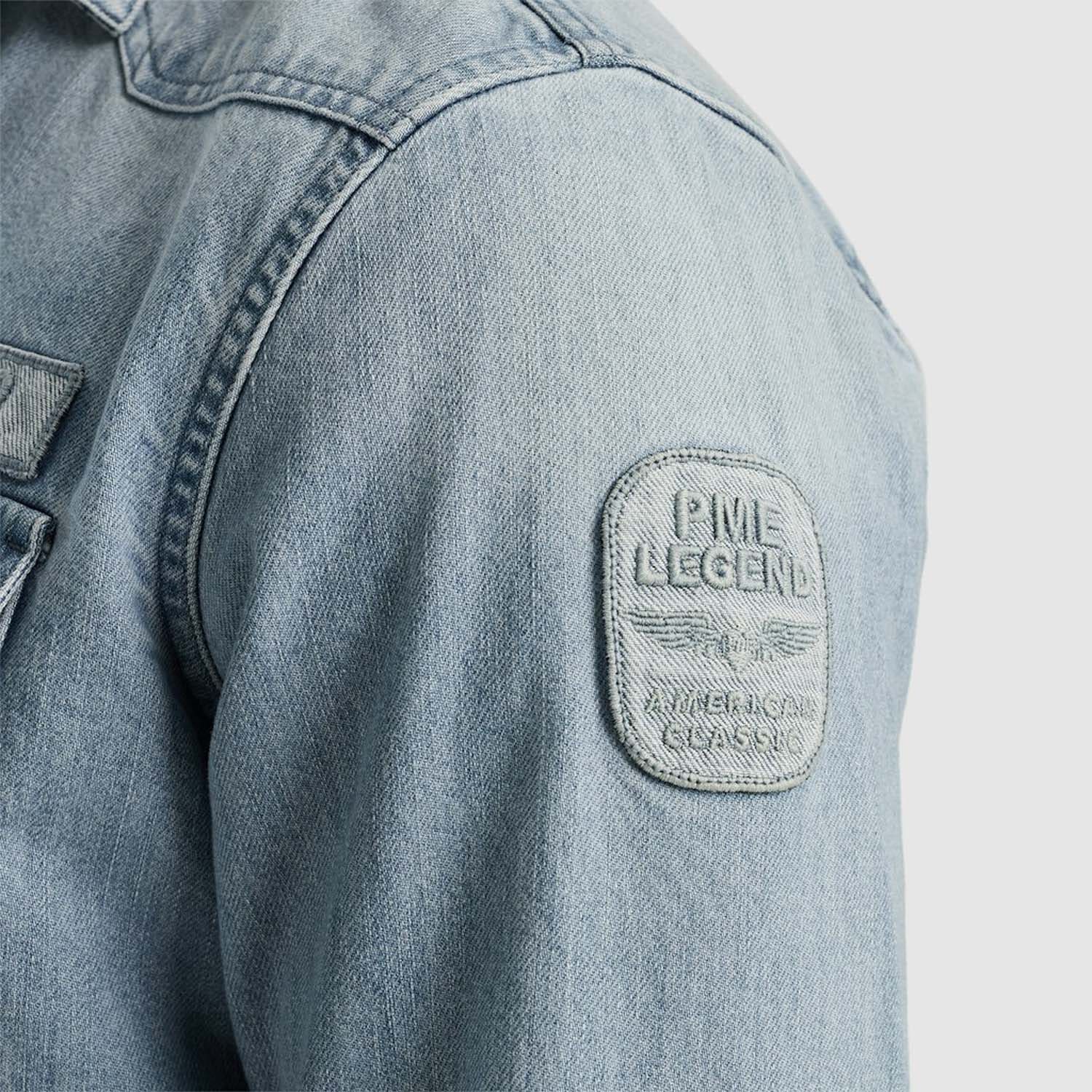 PME Legend  Long Sleeve Shirt Bleach Indigo Denim
