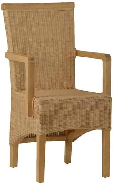 Armlehnstuhl Rattan 53x98x57 cm Modern Massivholz Mahagoni Natur