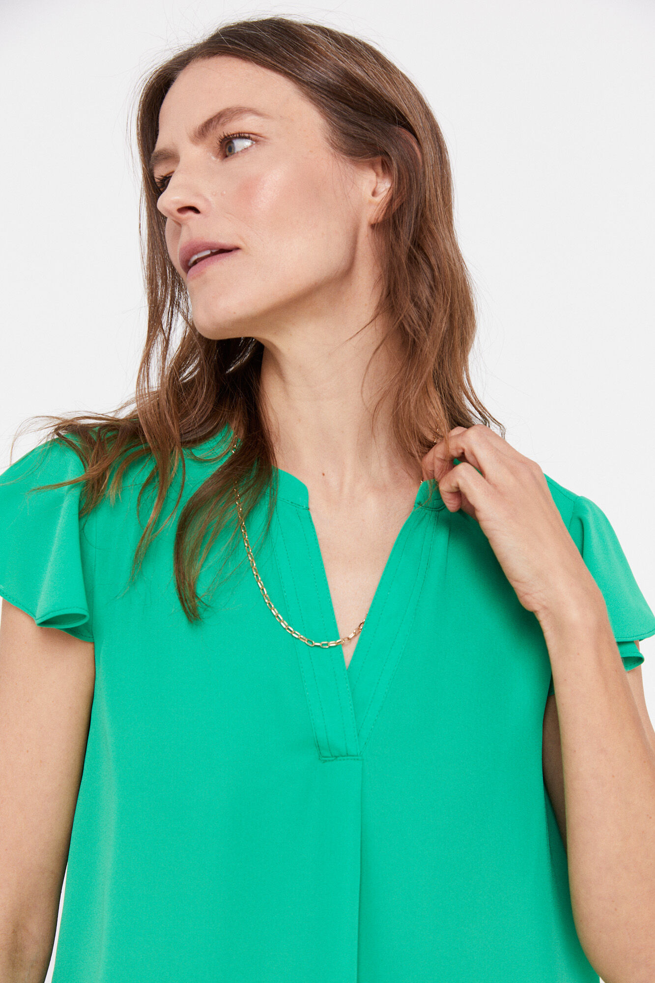 Blusa com mangas franzidas - Verde