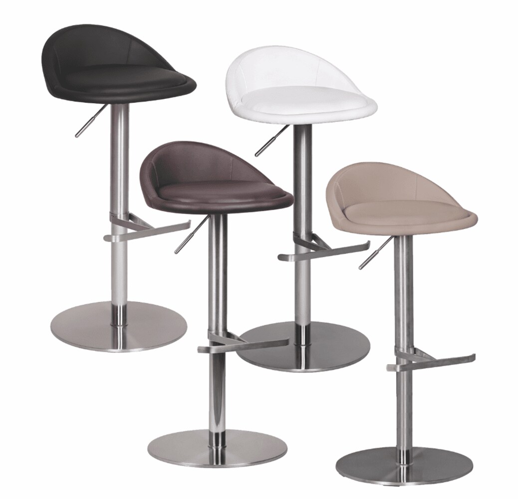 KADIMA DESIGN Barhocker DONAU, höhenverstellbar, halbrunde Rückenlehne, Edelstahl, max. 110 kg Belastung