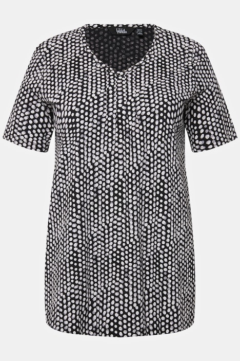 T-Shirt, Zierfalten, A-Linie, V-Ausschnitt, Halbarm