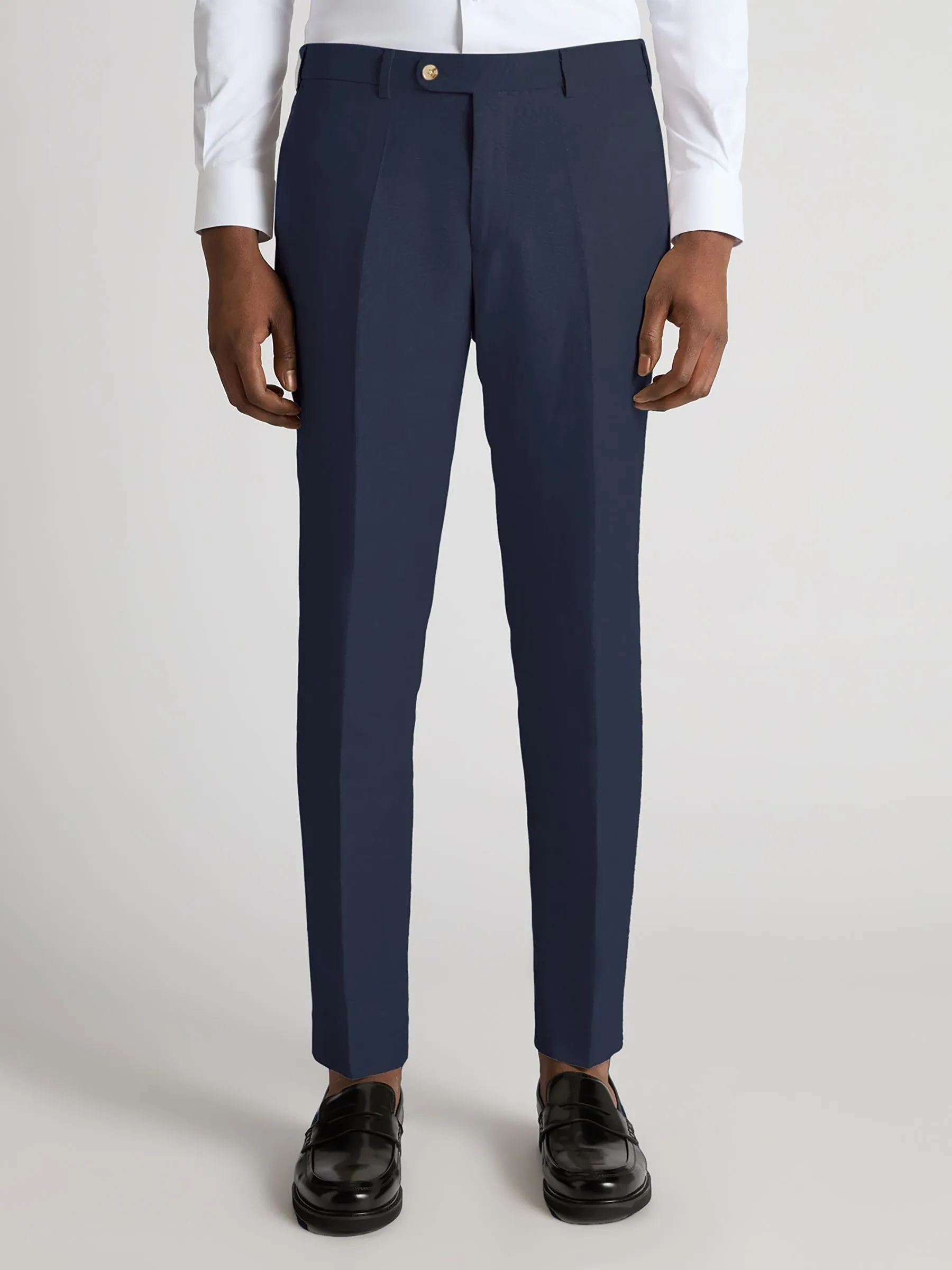 Remus Uomo Slim Leg Linen-Blend Formal Trousers