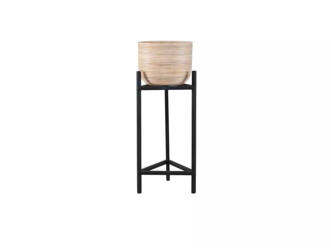 Now's Home - Cache Pot Medium - Rotin - Pieds Metal Noir 30 X 32 X 66/78 Cm Lima