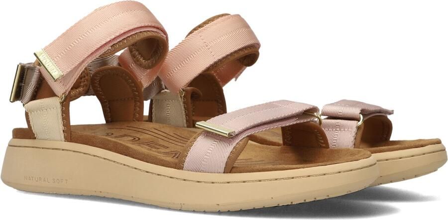 Woden Dames Platte sandalen Line Roze Textiel Plateauzool