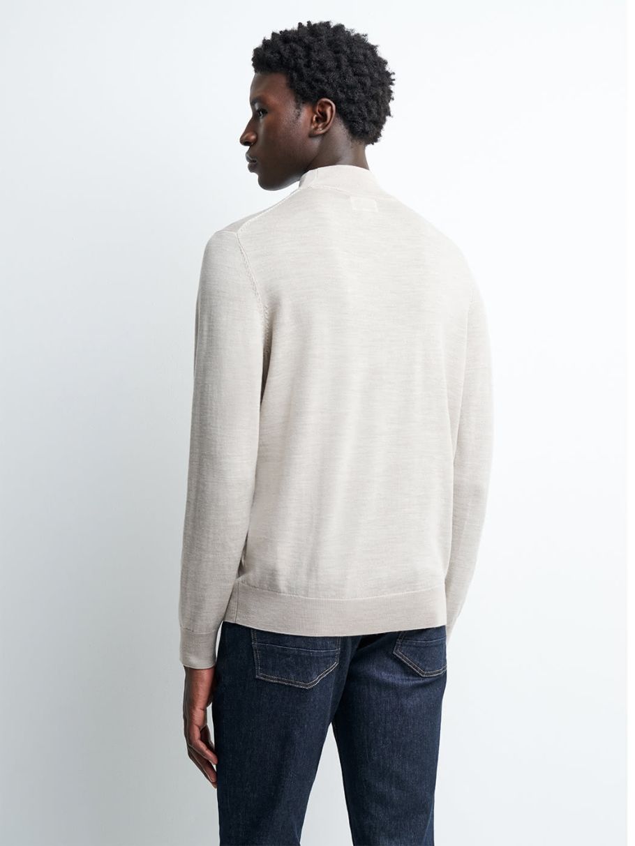 Pull col cheminée en laine mérinos