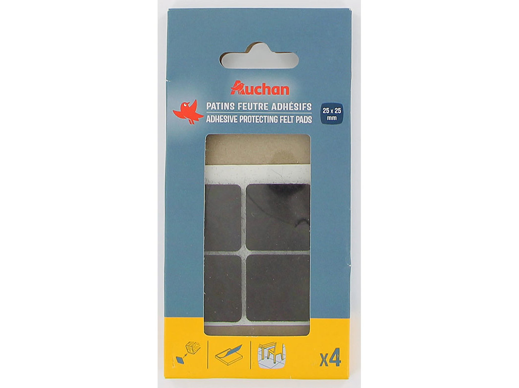 FELTROS PROTETORES AUCHAN CASTANHOS ADESIVOS 25X25MM