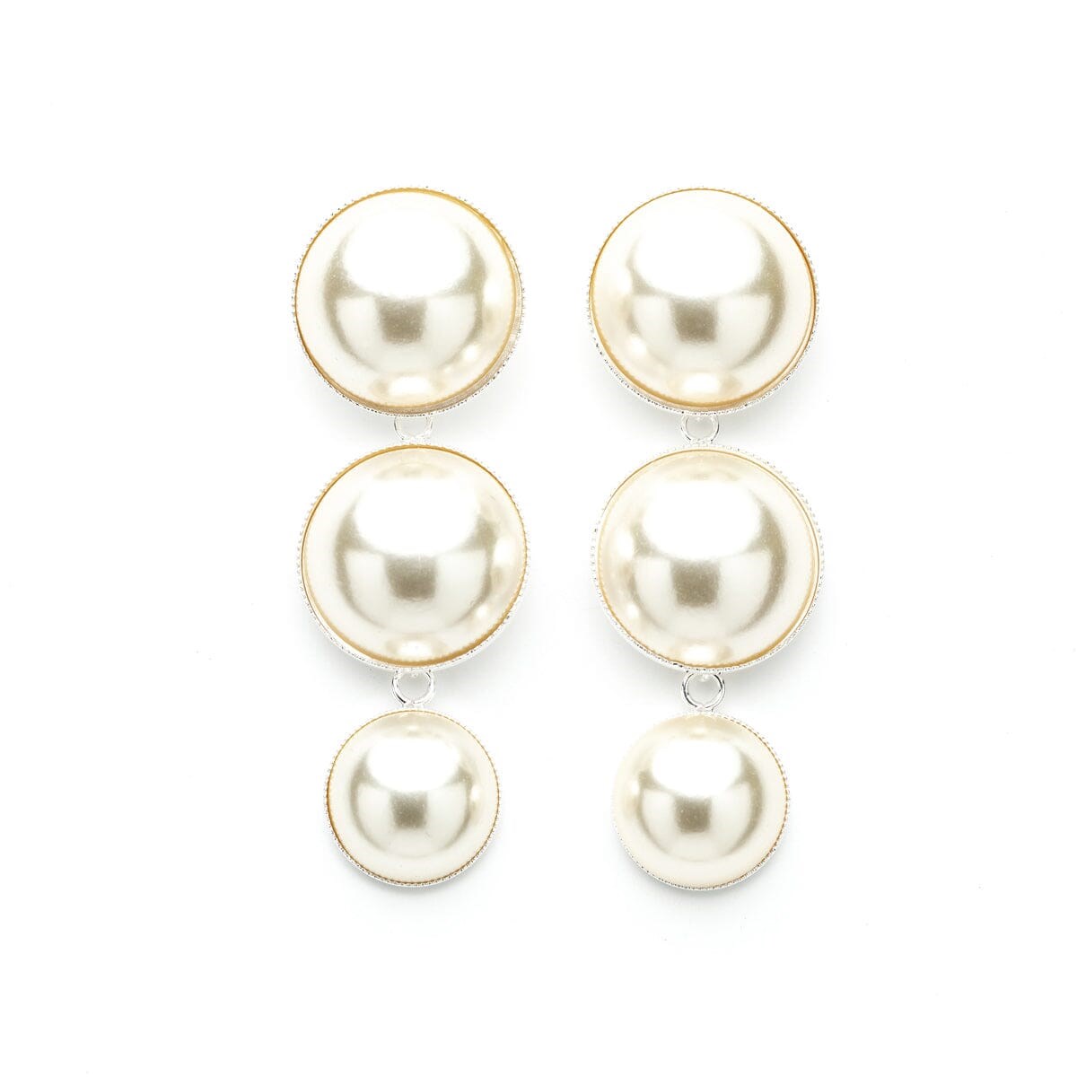 maxi boucles d'oreilles puces pendantes perles plaqué argent - NÉLYA