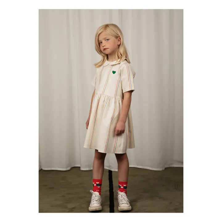 Mini Rodini Robe Rayure Coton Bio | Ecru