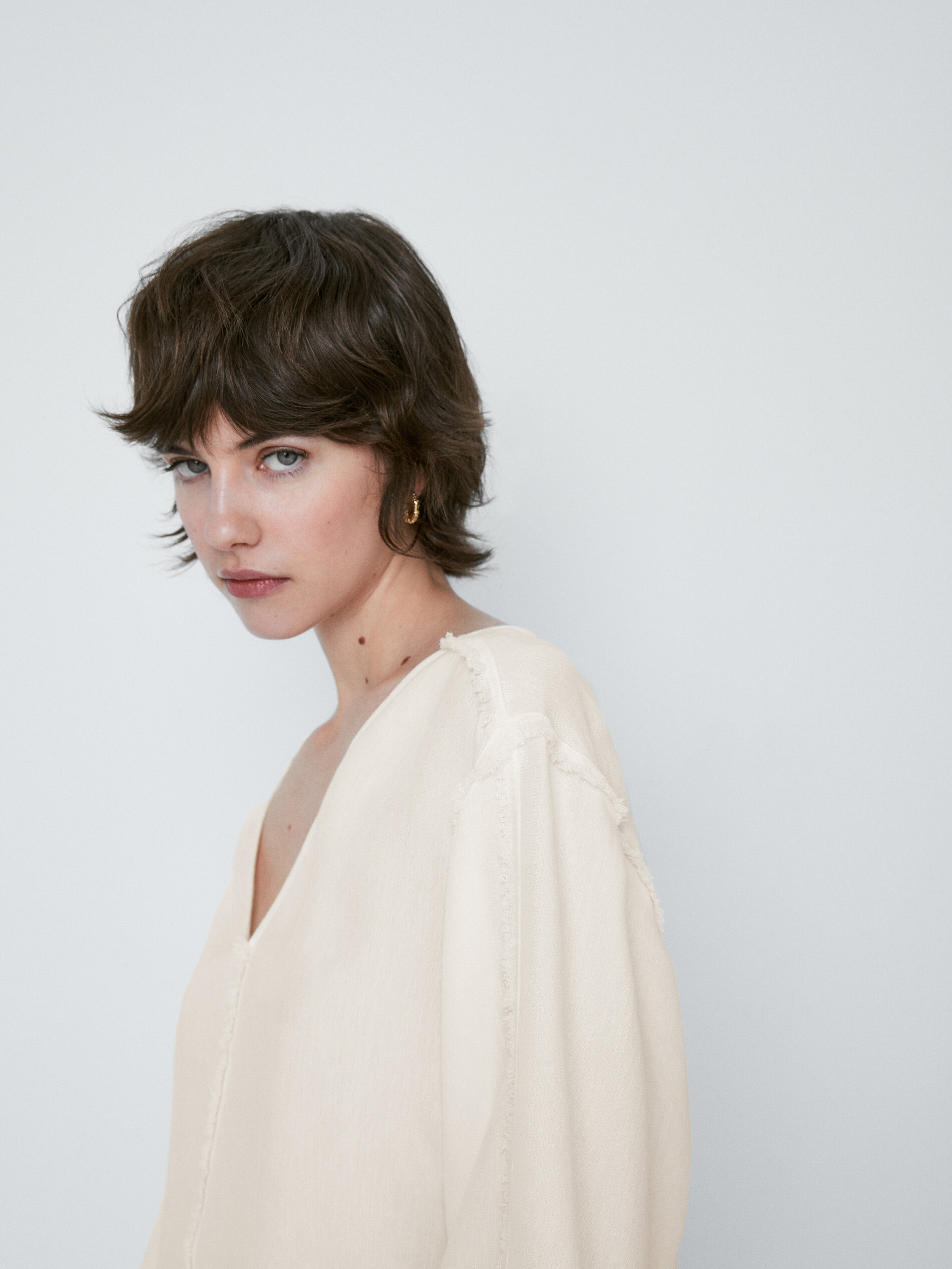 Blusa kimono detalhe desflecado - CRUDO