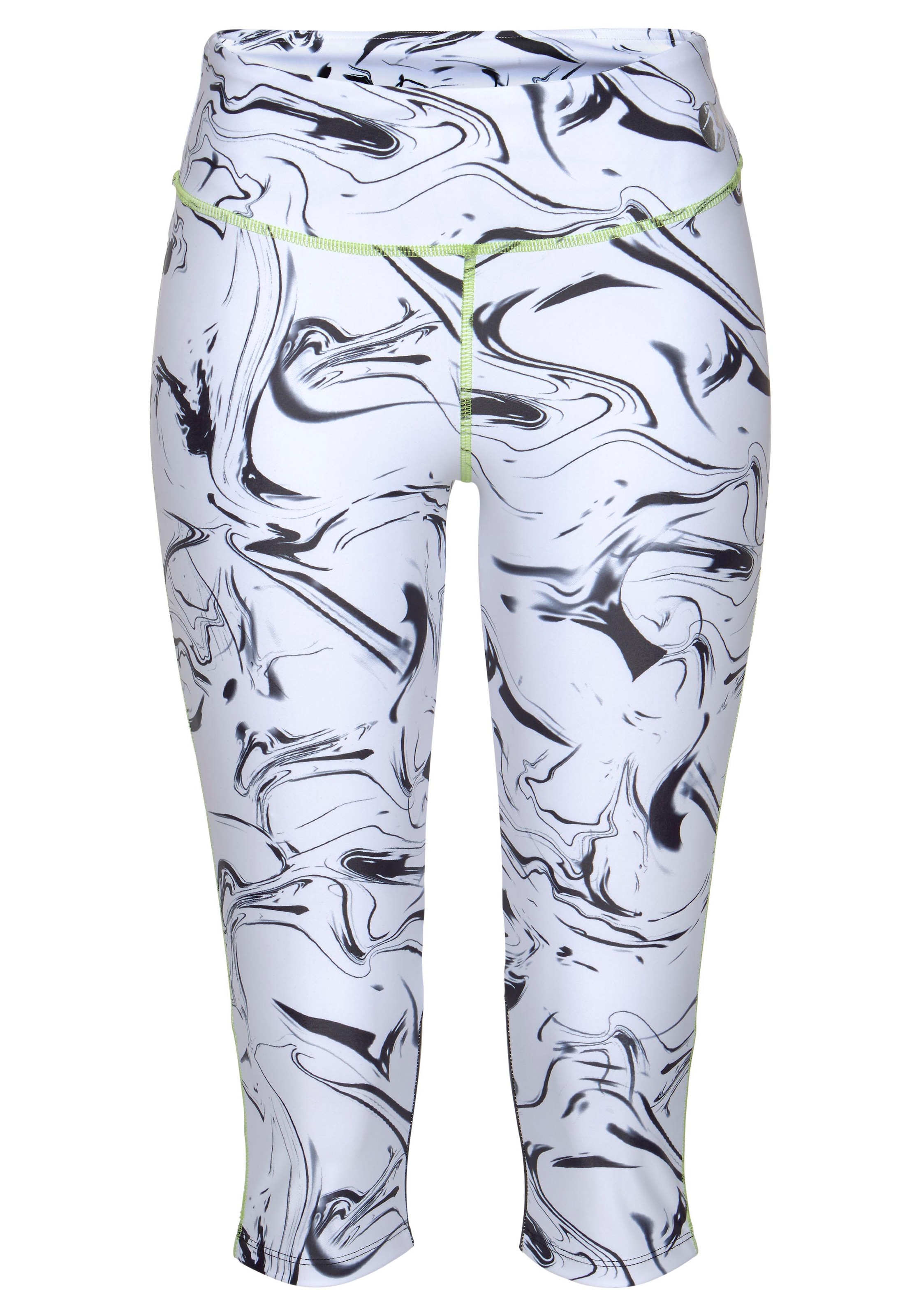 LASCANA ACTIVE Caprileggings »White Marble«  Sporthose mit Mesheinsätzen