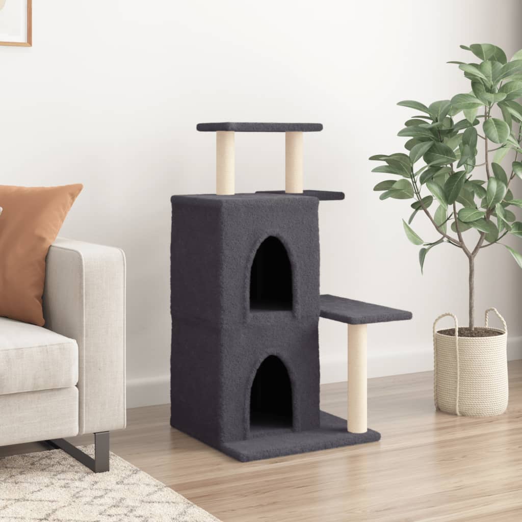 Arranhador para gatos vidaXL com hastes de sisal cinza escuro, 97 cm