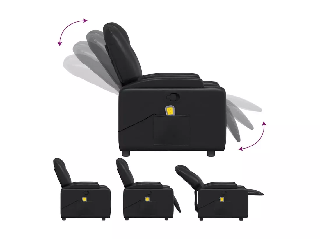 Fauteuil de massage inclinable Noir Similicuir