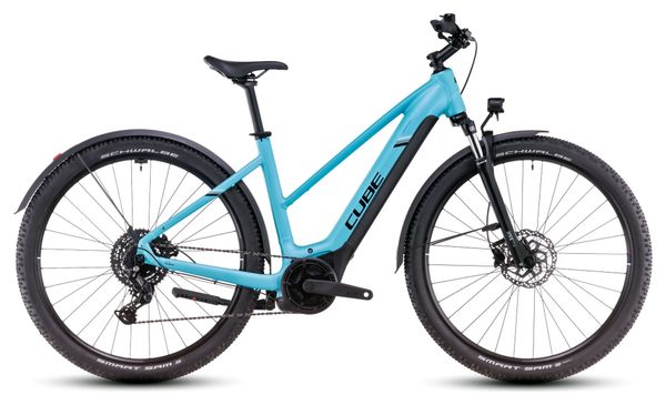 VTC Électrique Cube Nuride Hybrid Performance 500 Allroad Trapeze Shimano Cues 9V 500 Wh 29'' Bleu Swimming Pool 2025
