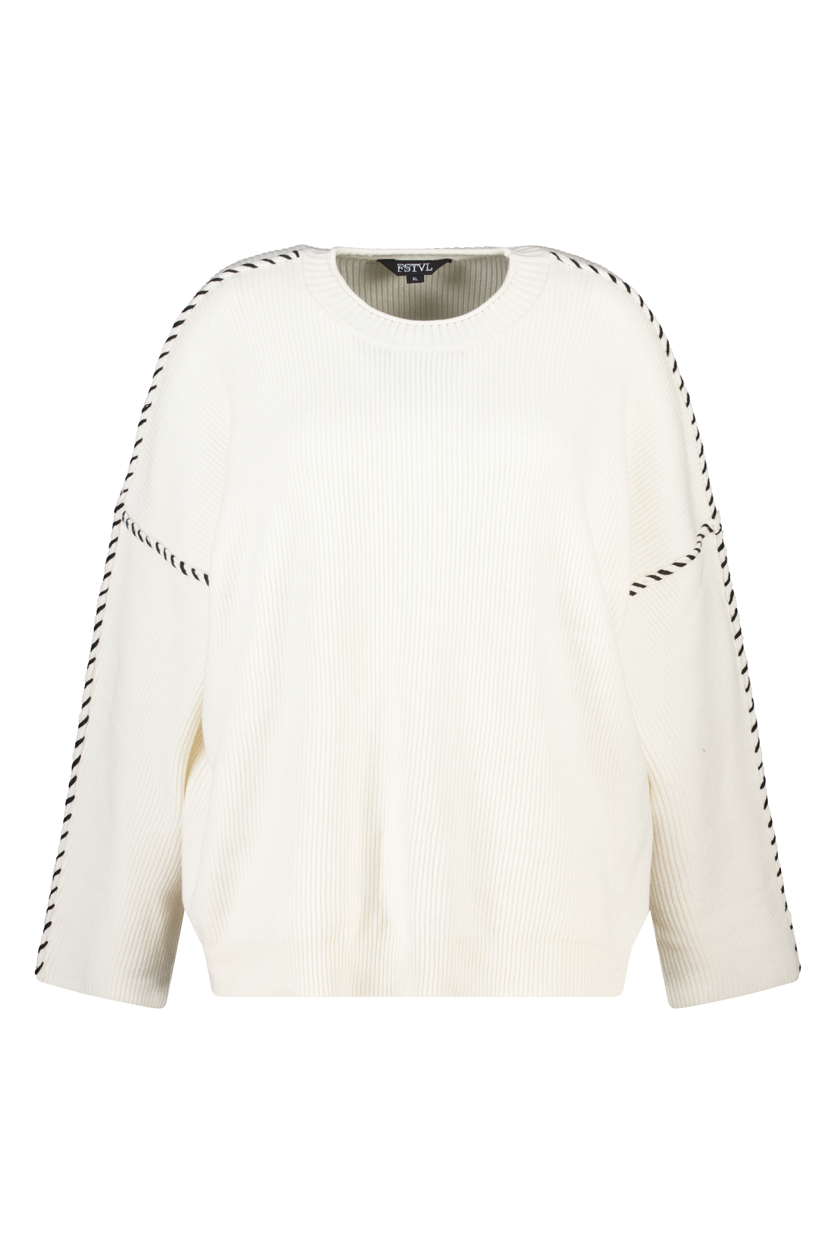 Trui met siernaden Cream
