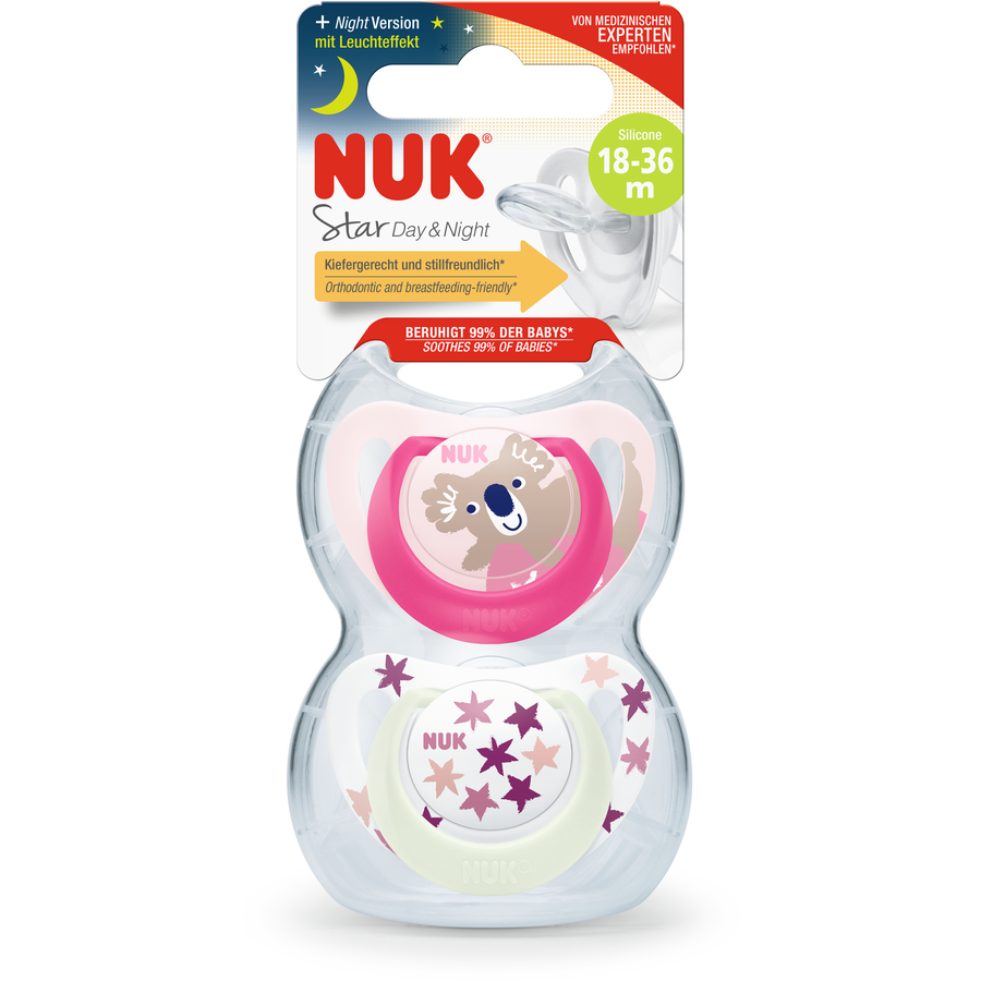 NUK Schnuller Star Day & Night , Gr. 3 in pinkrosa
