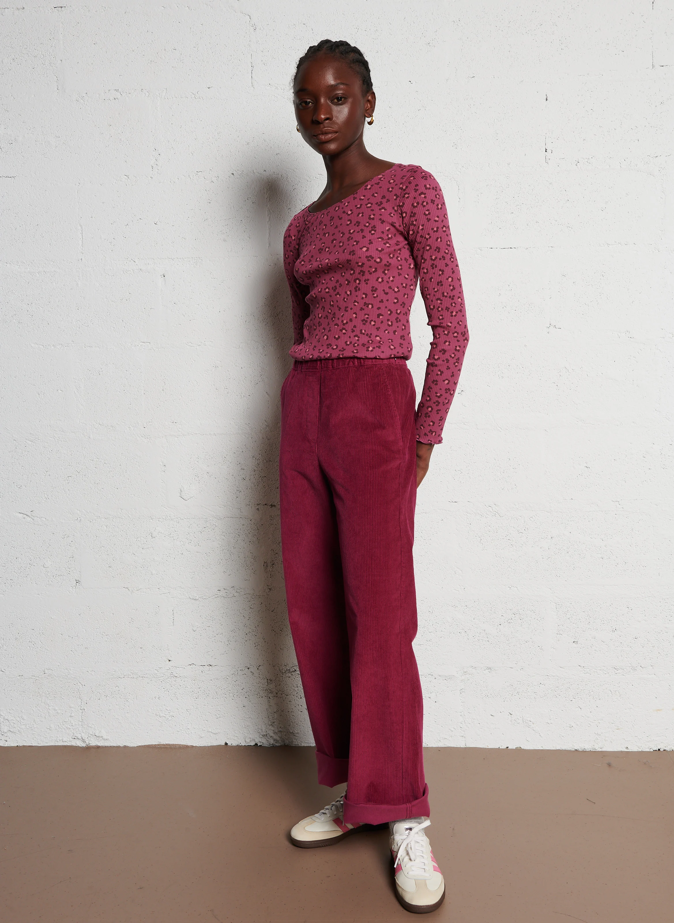 SIANOU - Pantalon droit en coton mélangé | Rose