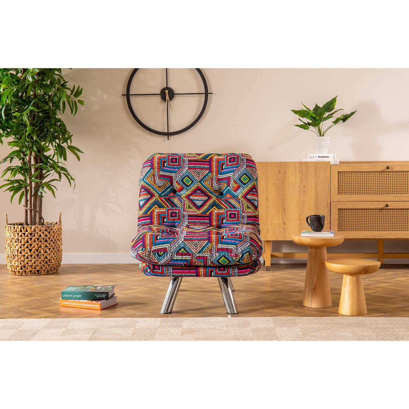 Homitis Fauteuil convertible pouf Misa multicolore - 120x68x26 cm