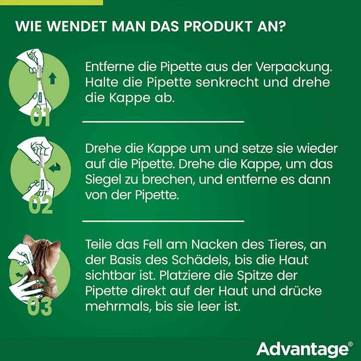 Advantage 80 für große Katzen und Zierkaninchen ab 4 kg, 4X0.8 ml