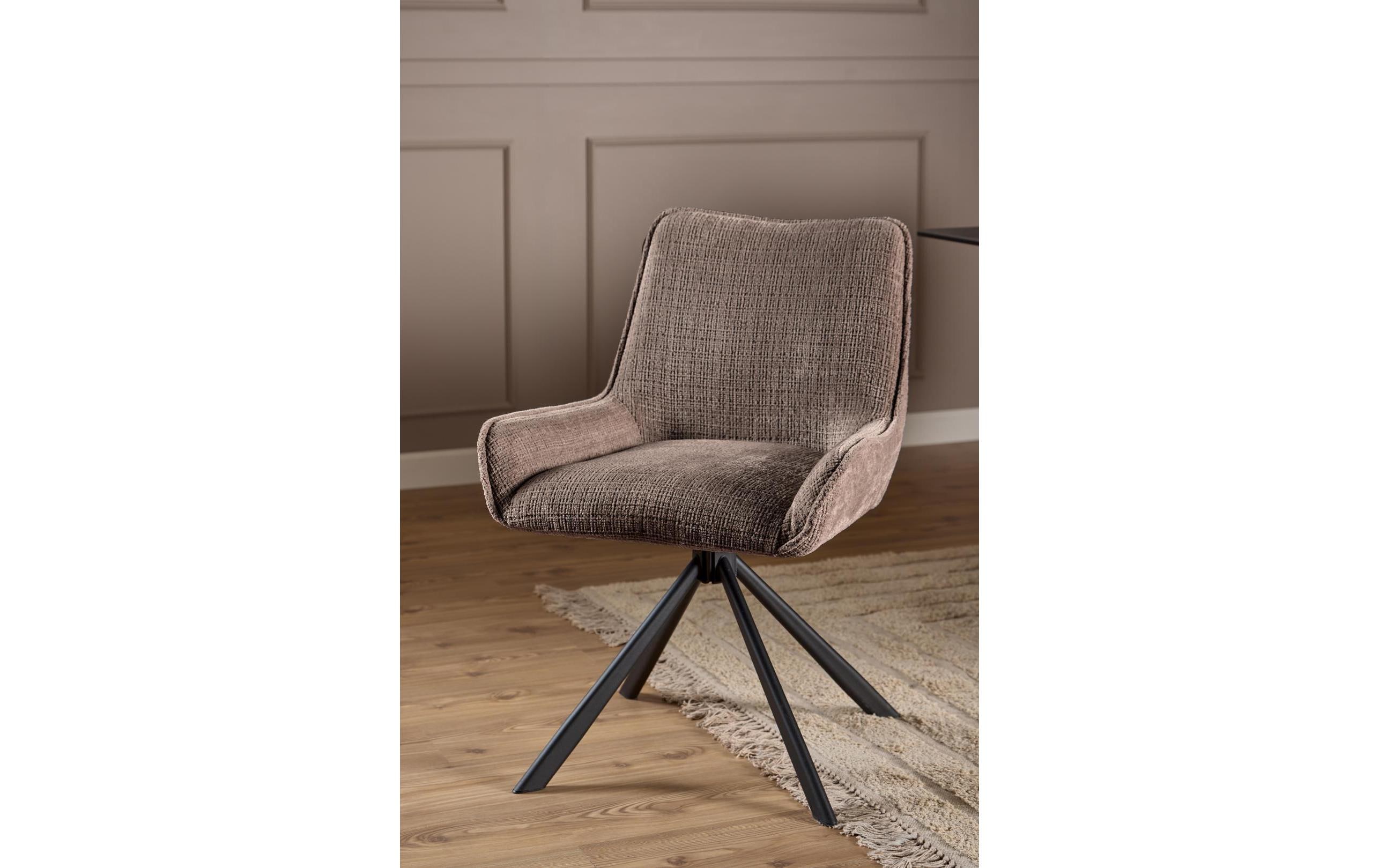 Stuhl Eddie 2 Stück, Braun<br>Esszimmerstuhl mit Chenille-Bezug