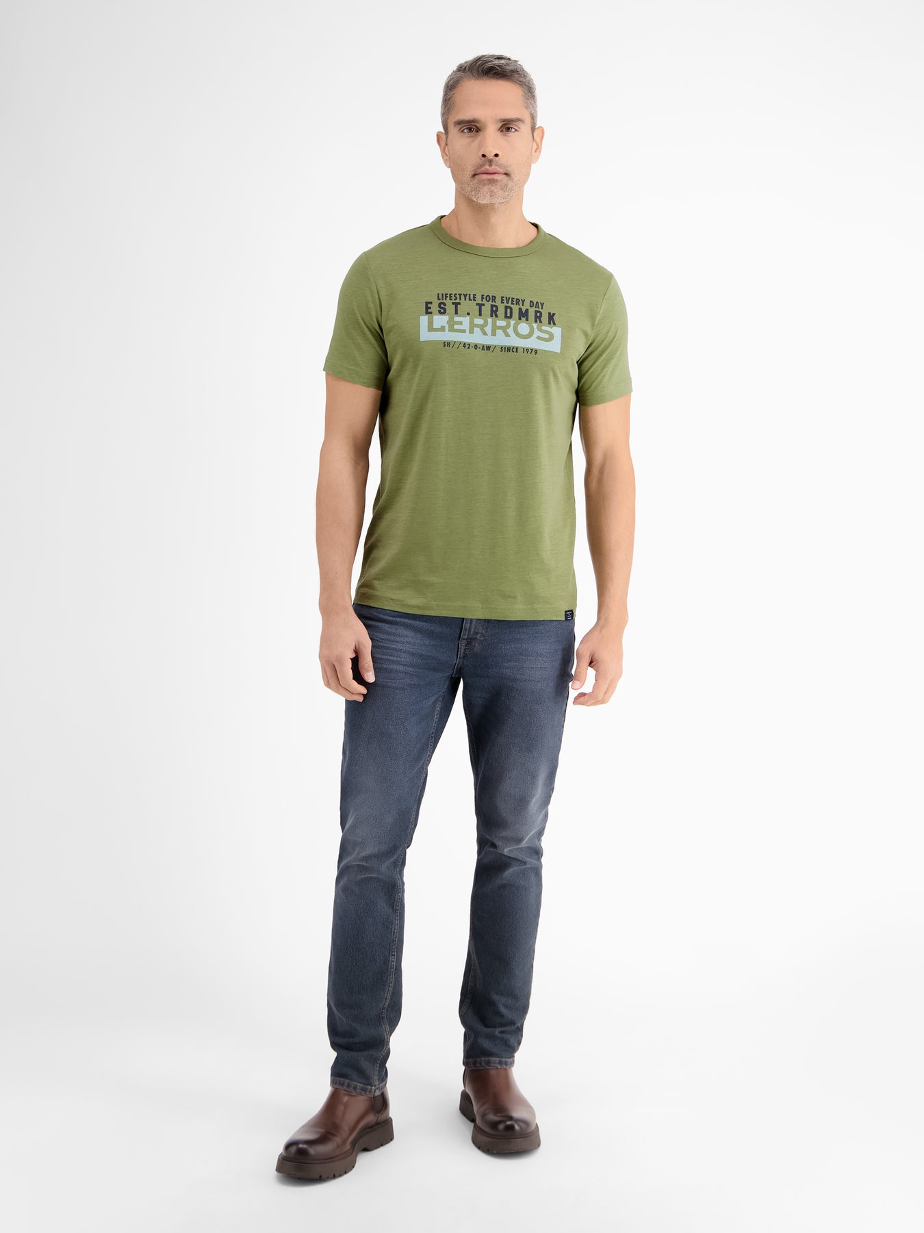 Unifarbenes T-Shirt mit Print