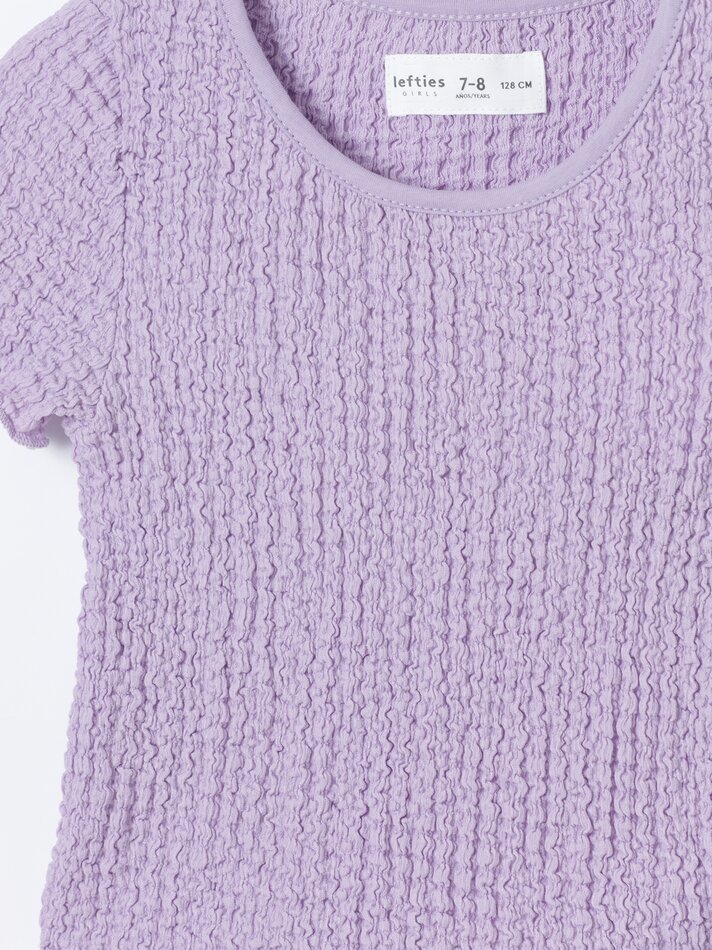 Camiseta infantil de manga curta com estampa de abelha - Malva