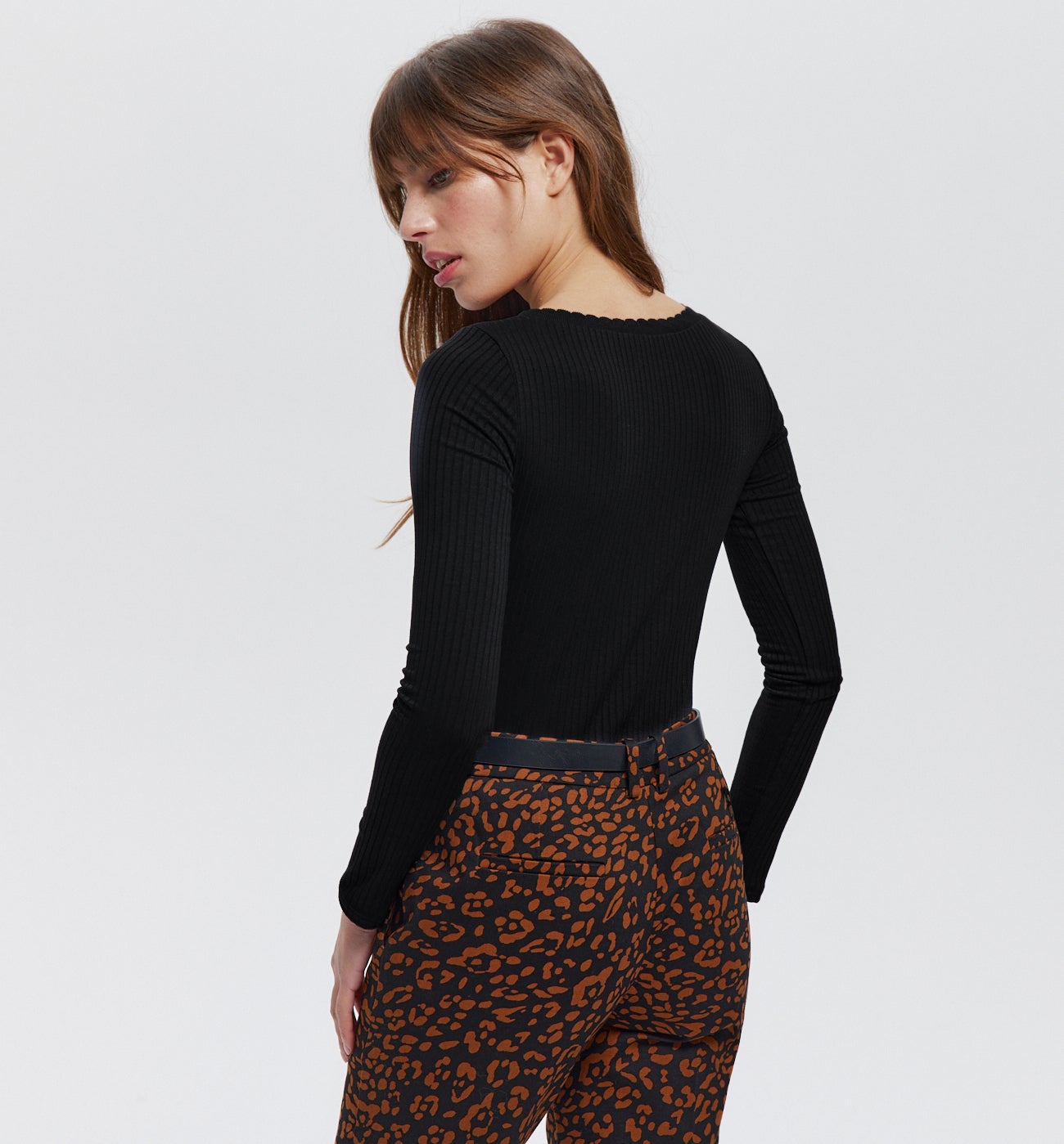 T-shirt ctelé Femme - Noir
