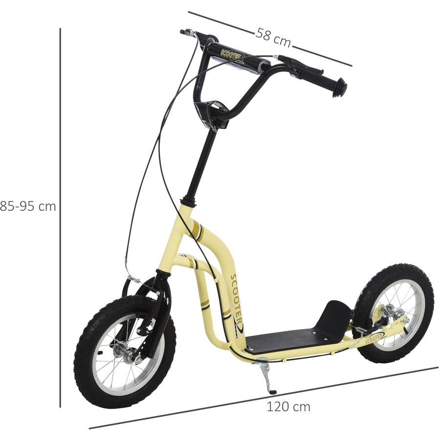 HOMCOM Tretroller mit Handbremse beige