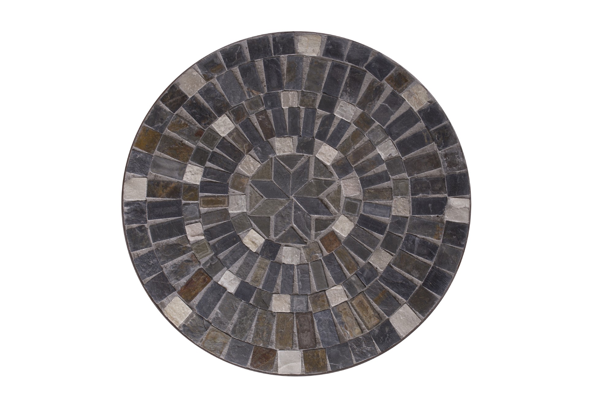Mosaiktisch 'Saussey', aus Naturstein, grau, braun, Ø 60 cm, H 72 cm von fischer's lagerhaus