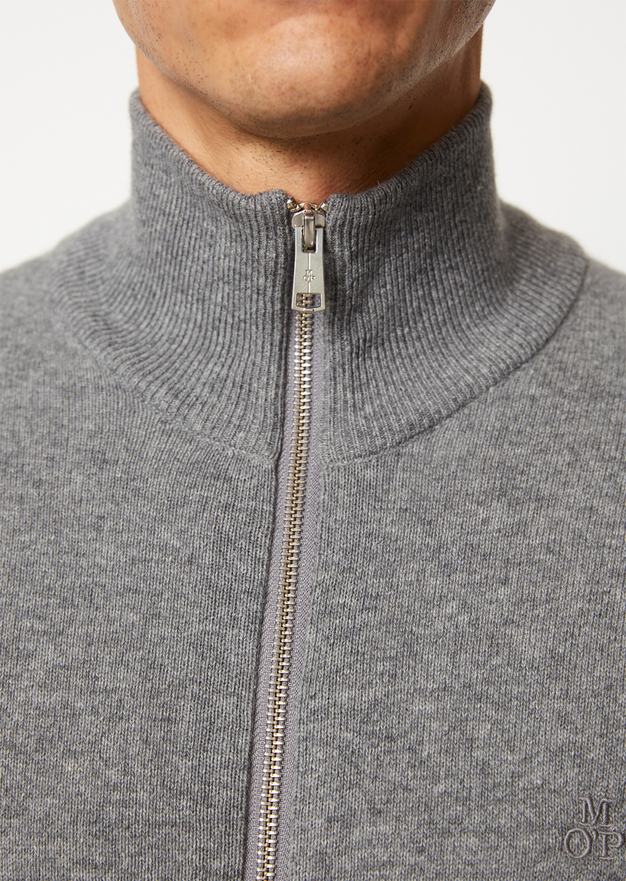 Zip-Cardigan regular aus softem Baumwolle-Schurwolle-Mix