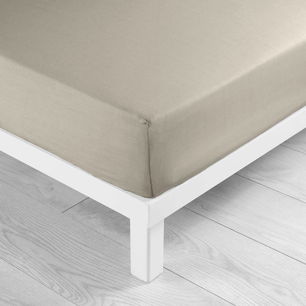 Drap housse coton 57 fils beige 160x200cm