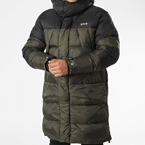 Doudoune Capuche Longue Ontario Vert Kaki Noir